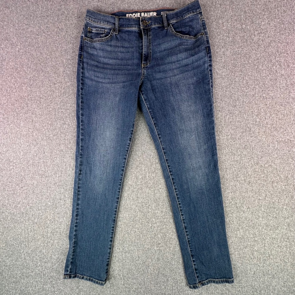 Eddie Bauer Jeans Womens 10 Boyfriend Midrise Slim Blue Stretch Denim 1896343